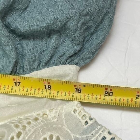 ODDY Teal & Cream Babydoll Boho Eyelet Lace Prairie Dress NWT Size S - Picture 11 of 12